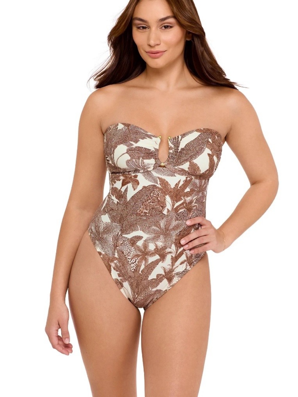 NWT Sofia by Sofia Vergara Bandeau One Piece Swimsuit L - Picture 3 of 15
